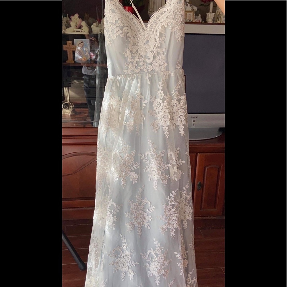 Blue Laced Prom Dress